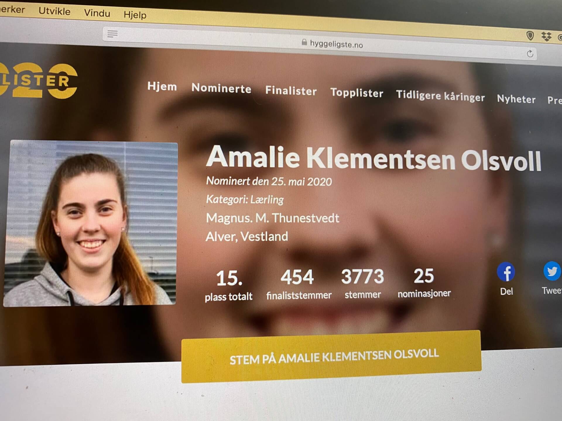 Amalie Klemetsen Olsvoll kan vinne tittelen 
